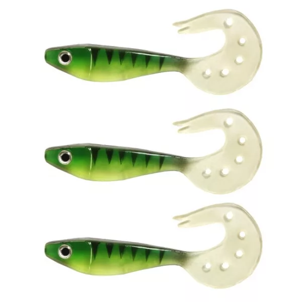 Nevis Twister Shad Vantage Perch 9cm 6,56gr Zielono-biała Plastikowa przynęta 3 szt.