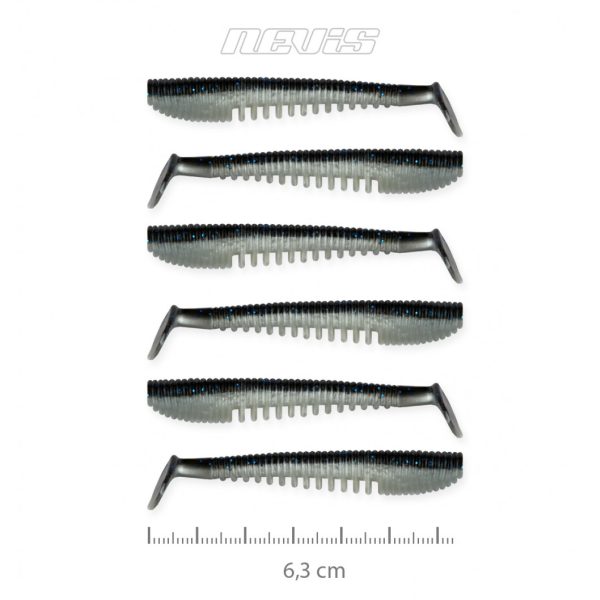 Nevis Impulse Shad 6,3cm 1,77gr 6szt/opak Czarno-Srebrny Przynęta Plastikowa