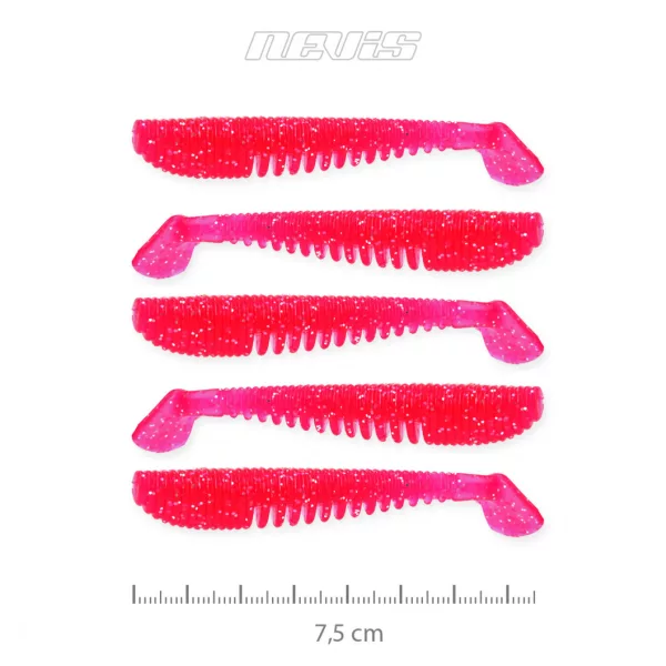 Nevis Impulse Shad 7,5cm 3,05gr 5szt/opak Różowy Brokat Przynęta Plastikowa