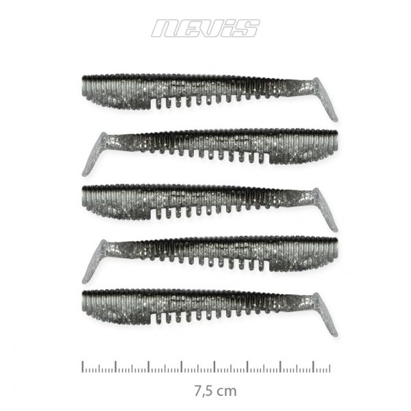 Nevis Impulse Shad 7,5cm 3,05gr 5szt/opak Srebrny Brokat Przynęta Plastikowa