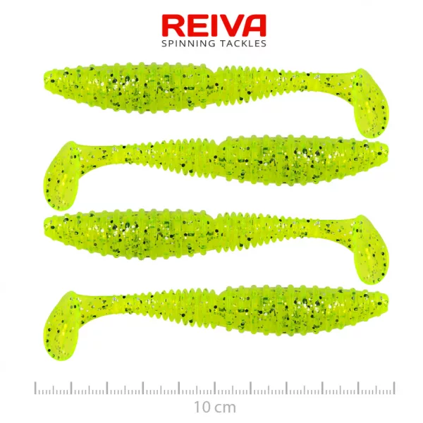 Reiva Zander Power Shad 10cm 7.05gr 4pcs/pack (Fluo Green Glitter II.)
