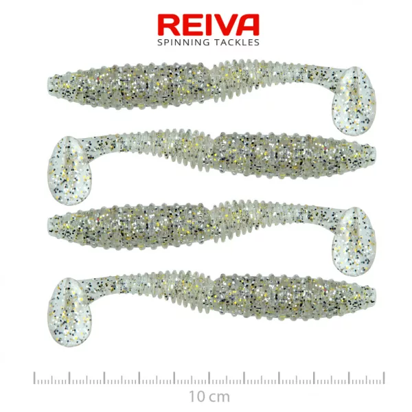 Reiva Zander Power Shad 10cm 7.05gr 4pcs/pack (Silver Glitter) Plastic lure