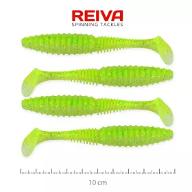   Reiva Zander Power Shad 10cm 7.05gr 4pcs/pack (Fluo Green Glitter I.) Plastic lure