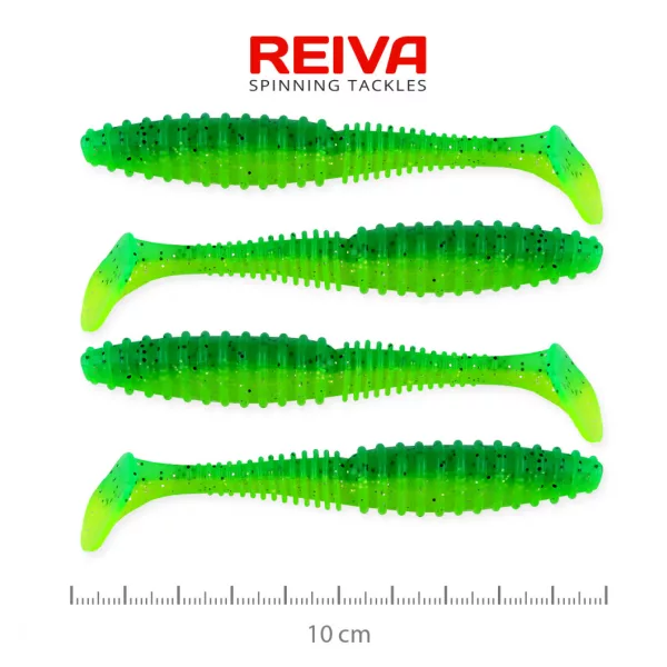 Reiva Zander Power Shad 10cm 7.05gr 4pcs/pack (Green Glitter) Plastic lure