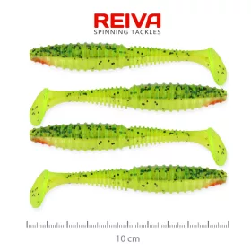   Reiva Zander Power Shad 10cm 7,05gr 4szt/opak. (Zielono-Pomarańczowy Brokat) Przynęta plastikowa