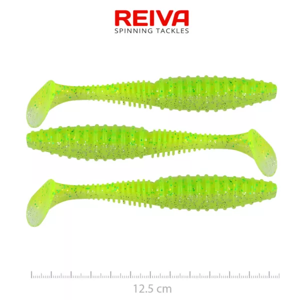 Reiva Zander Power Shad Flash Chartreuse 12,5cm Umpan Plastik 3db