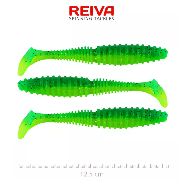 Reiva Zander Power Shad Poison Green 12,5cm Umpan Plastik 3db