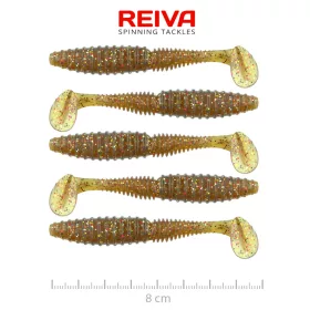   Reiva Zander Power Shad 8cm 3,18gr 5szt/opak. (Brązowy Brokat) Przynęta plastikowa