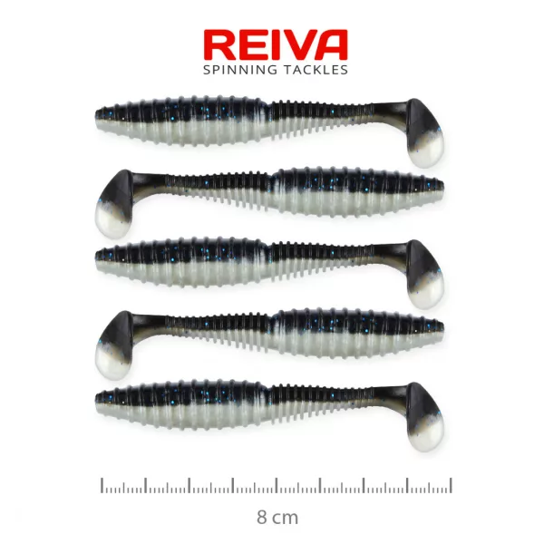 Reiva Zander Power Shad 8cm 3,18gr 5szt/opak. (Czarno-Srebrny) Przynęta plastikowa