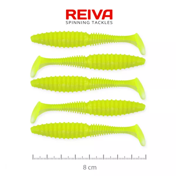Reiva Zander Power Shad 8cm 3,18gr 5szt/opak. (Fluo Zielony) Przynęta plastikowa