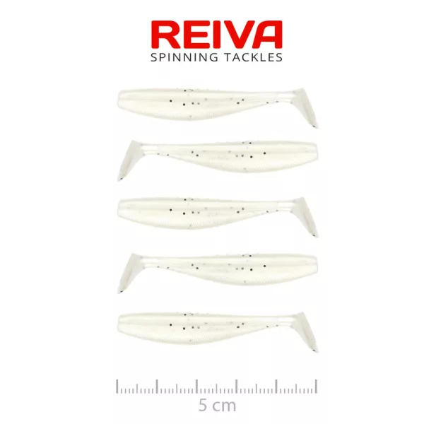 Reiva Flat Minnow Shad Pearl White 5cm 1,3gr Plastikowa Przynęta 5szt.
