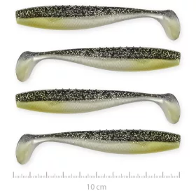   Reiva Flat Minnow Shad 10cm 4szt/op. (Czarno-Srebrny Brokat) przynęta gumowa