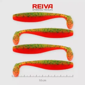  Reiva Flat Minnow Shad 10cm 4szt/opakowanie (Zielono-Pomarańczowy Brokat) gumowa rybka