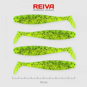   Reiva Flat Minnow Shad 10cm 4szt/opakowanie (Zielony Brokat) gumowa rybka