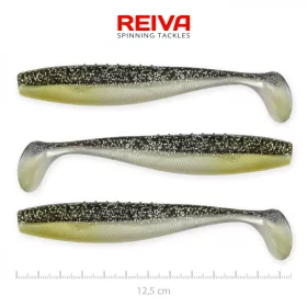   Reiva Flat Minnow shad 12.5cm 3pcs/pack (Black-Silver Glitter) Plastic lure