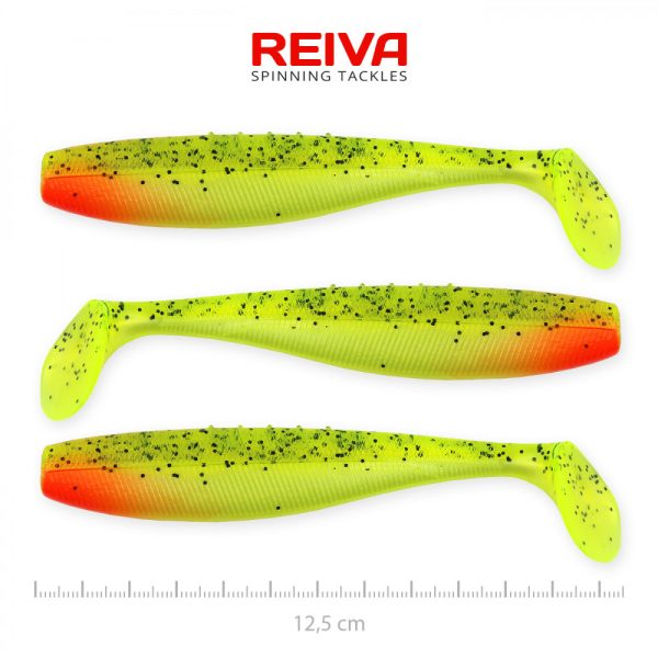 Reiva Flat Minnow shad 12.5cm 3pcs/pack (Green-Red Glitter) Plastic lure