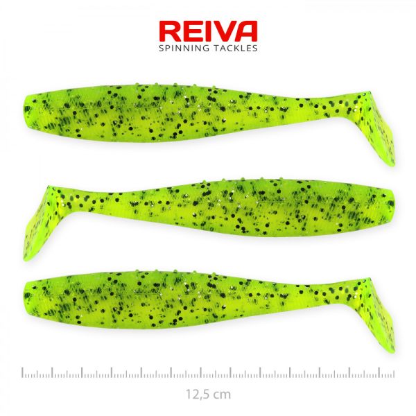 Reiva Flat Minnow shad 12.5cm 3pcs/pack (Green Glitter) Plastic lure