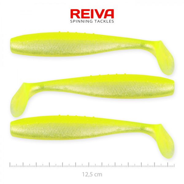 Reiva Flat Minnow shad 12.5cm 3pcs/pack (Yellow-Silver) Plastic lure