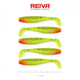   Reiva Flat Minnow shad 7.5cm 5pcs/pack (Green-Red Glitter) Plastic lure