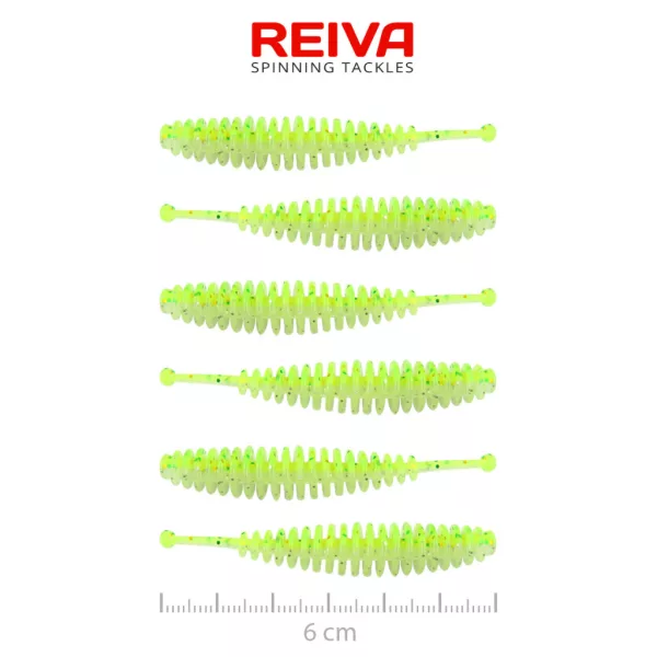 Reiva Tiny Worm Flash Chartreuse 6cm Przynęta Plastikowa 6szt