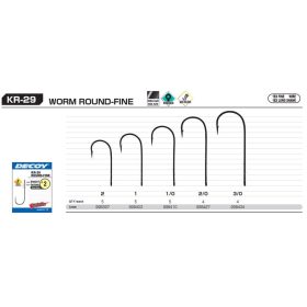   Decoy Worm KR-29 Round Fine 2 Eyed Barbed Single Predator Hook 5pcs