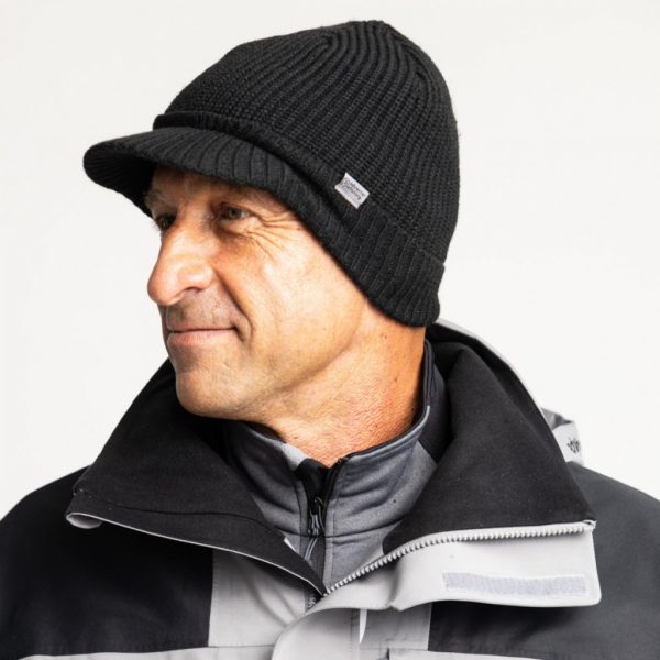 Adventer Fishing Knitted Peak Hat Black Uni Czapka