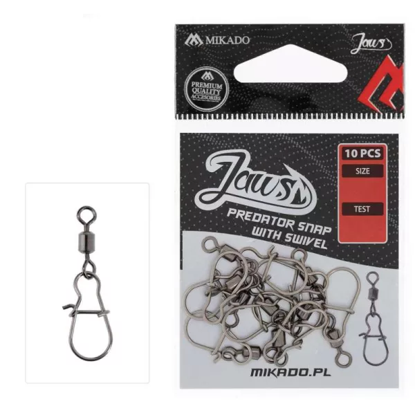 Mikado Jaws Predator XL Agrafka Spinningowa z Krętlikiem 10szt