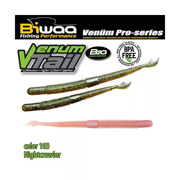 Biwaa Venum Tail 10cm 103 Nightcrawler Gumowa przynęta 10 szt.