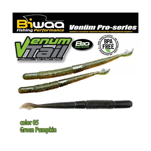 Biwaa Venum Tail 10cm 05 Green Pumpkin Gumowa Przynęta 10 szt.