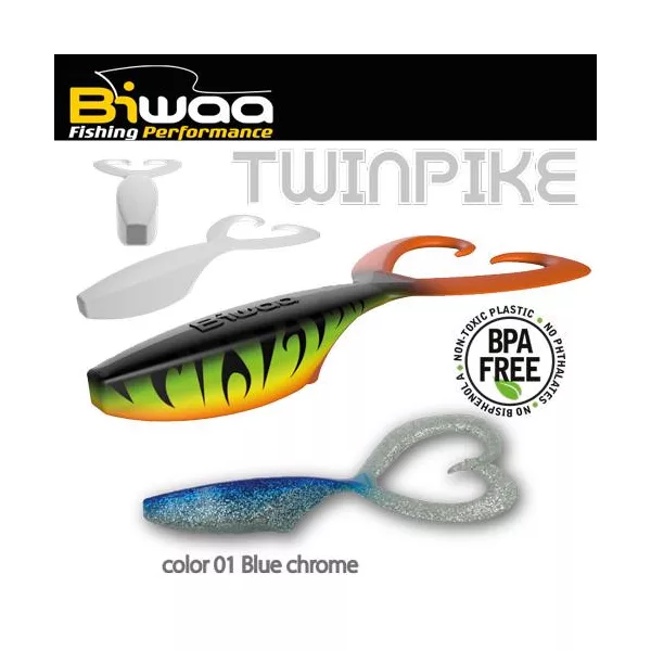 Biwaa Twinpike 15cm 24gr 01 BlueChrome Gumowa Ryba 3szt