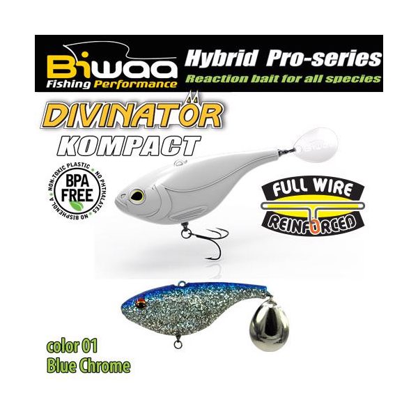 Biwaa Divinator Kompact 90 9cm 55gr 01 Blue Chrome Spinnertail 1szt.