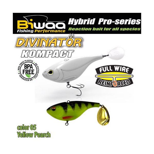 Biwaa Divinator Kompact 50 5cm 20gr 05 Yellow Perch Spinnertail 1szt