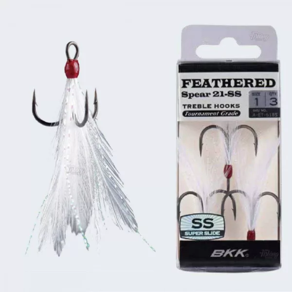 BKK Feathered Spear-21 SS 6 Z oczkiem, Zadziorem Biały Kotwiczka 3szt.