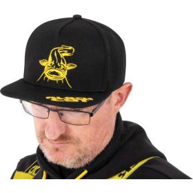Black Cat Flat Peak Cap Czarna Czapka z daszkiem