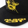 Black Cat Flat Peak Cap Czarna Czapka z daszkiem