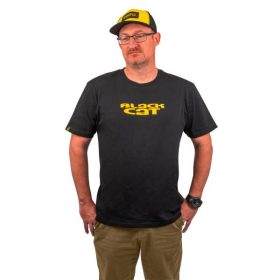 Black Cat Logo Black T-Shirt Koszulka L