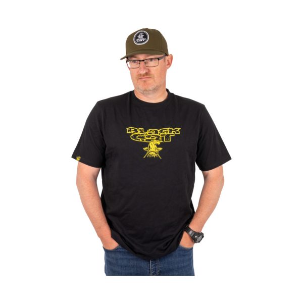 Black Cat Koszulka Czarna z Postarzanym Logo 3XL