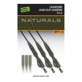   Fox Edges Naturals 50lb Leadcore Lead Clip Leaders Zestaw karpiowy 3szt