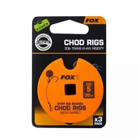   Fox 30lb, 5-ös méretű Standard Chod Rig Szakállas Előkötött horog