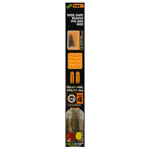 Fox EDGES™ Wide Gape Beaked PVA Bag Rigs 25lb Size 4 Brown & Green Haczyk z przyponem