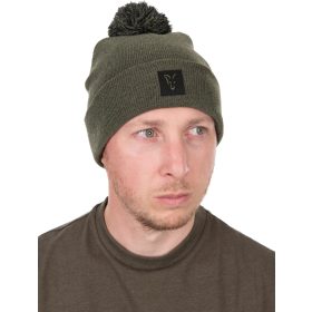 Fox Collection Bobble Hat Zielono-Czarna Czapka Z Pomponem