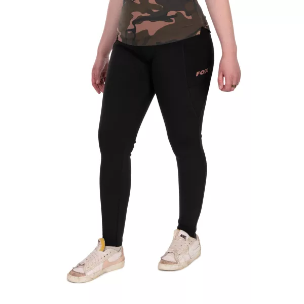 Fox Womens Black Lined Leggings Spodnie Termiczne M