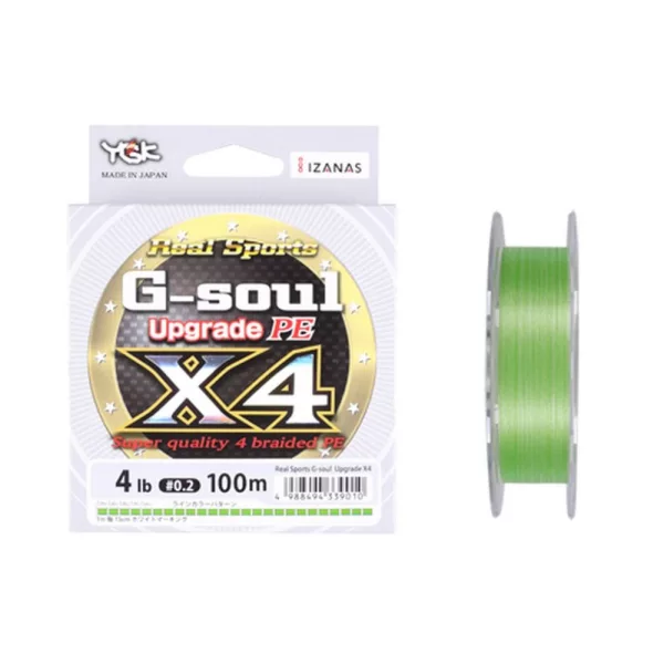 YGK G-soul X4 Upgrade PE - PE0,4(~0,105mm) 150m 4-żyłowa plecionka, fluo zielony kolor Plecionka