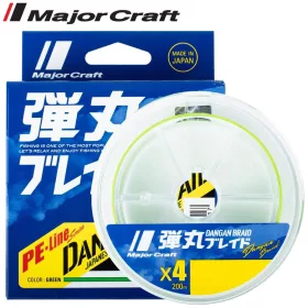   Major Craft Dangan Braid X4 0,13mm 150m Fluo Green Fonott Zsinór
