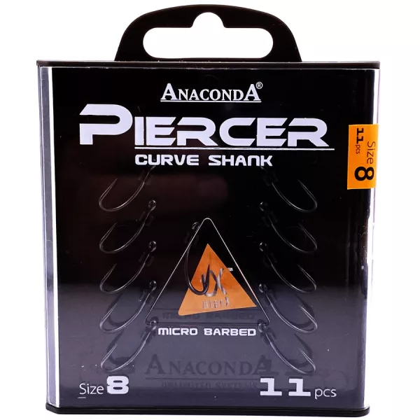 Anaconda Piercer CurveShank 8 Eyed, Barbed Carp Hook 11pcs