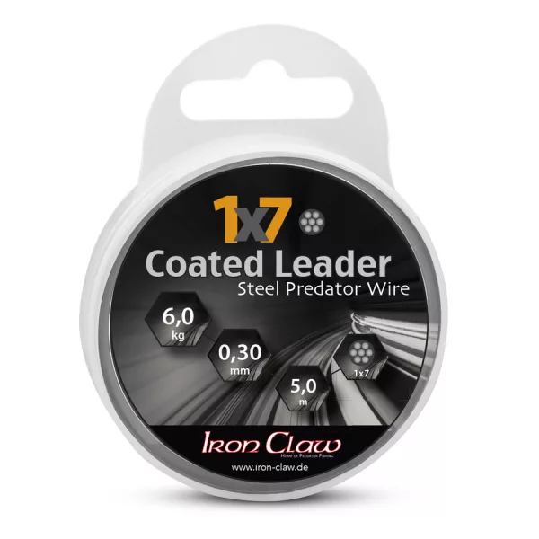 Iron Claw 1x7 Coated Leader Fekete 0,30mm 5m Bevonatos Acél Előkezsinór