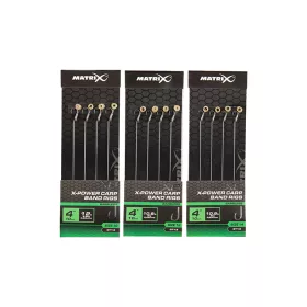   Matrix X8 X-Power Carp Band Rigs 12 10cm Füles, Szakáll Nélküli Monofil Előkötött Horog Csaligyűrűvel 8db