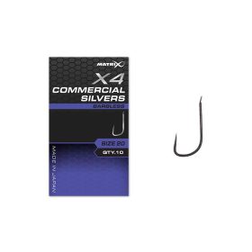   Matrix X4 Commercial Silvers 20 Bezzadziorowy Z Łopatką, Bez Brodawki, Haczyk 10szt.