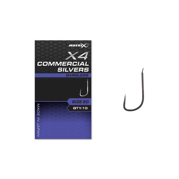 Matrix X4 Commercial Silvers 16 Bezzadziorowy Z Łopatką, Bez Brodawki, Haczyk 10szt.