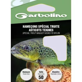   Garbolino Trout Maggot Hooks To Nylon 10 haczyków z łopatką, zadziorowych, z żyłki monofilowej, wiązanych 10szt.